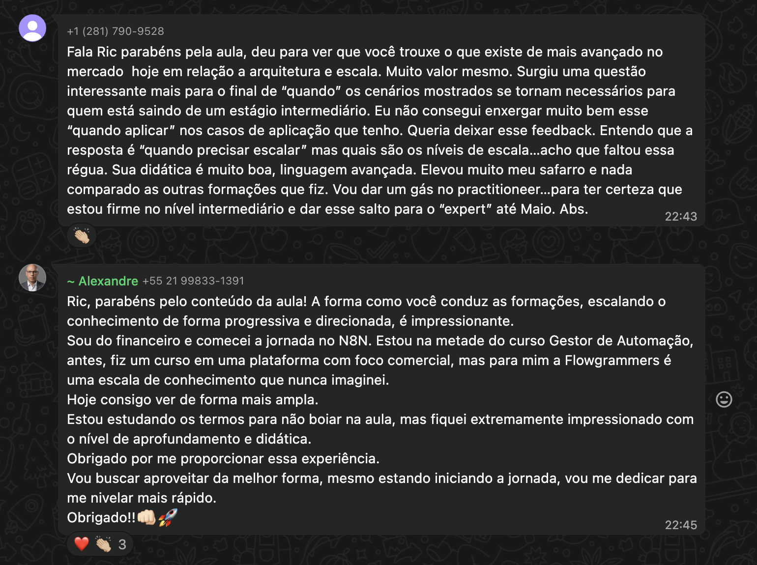 Depoimento — Feedback Alexandre